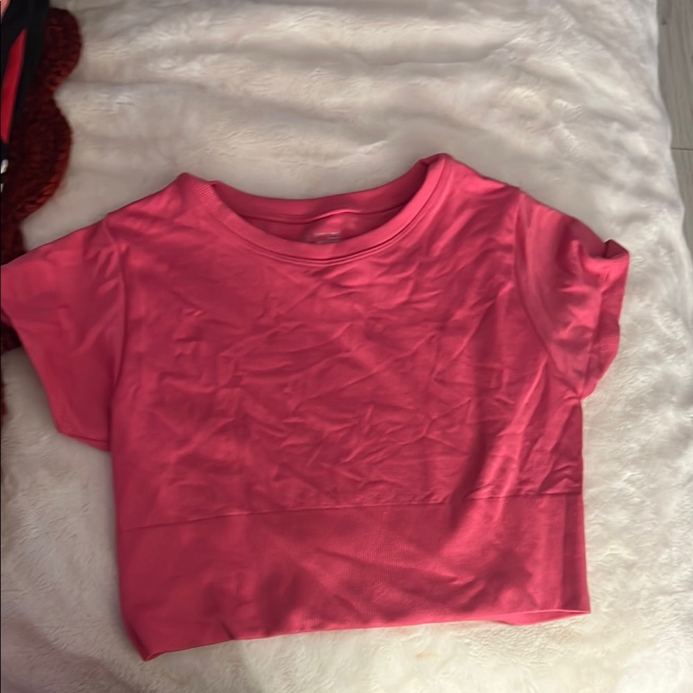 Pink Short Sleeve Crop Top